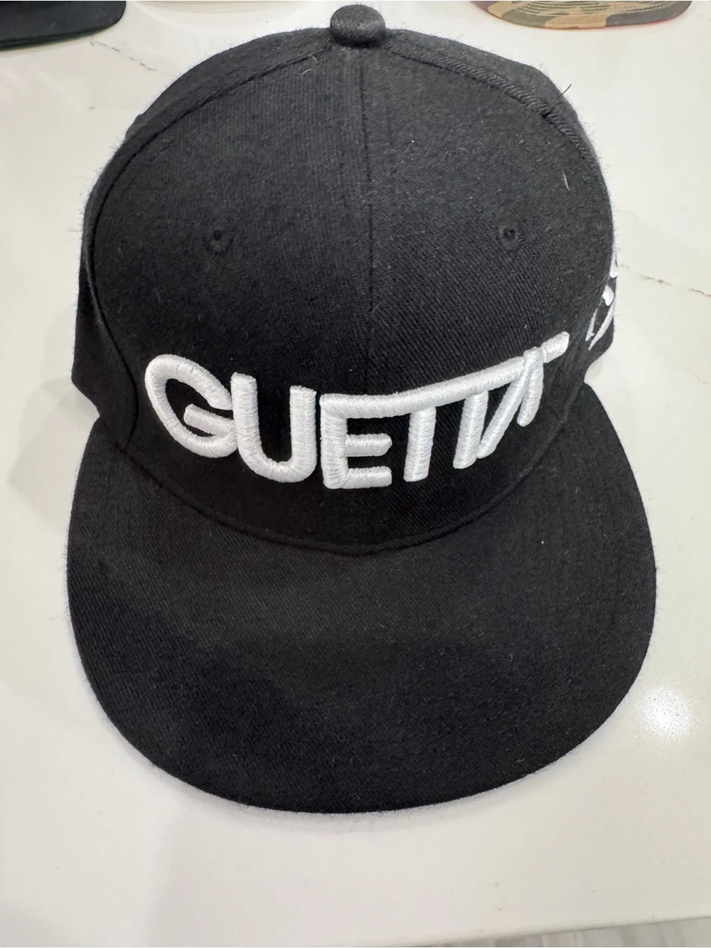 David Guetta Black Snapback Cap with White Embroidery